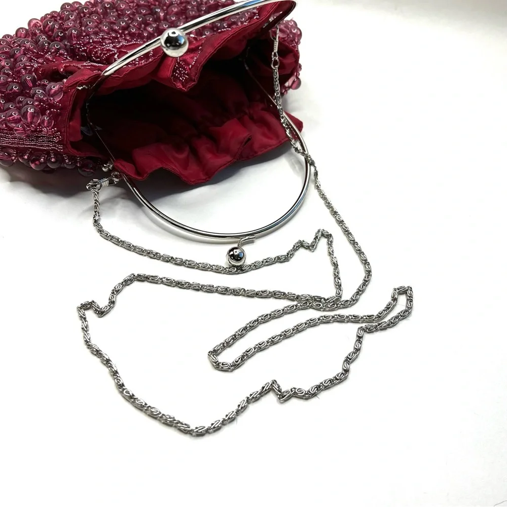 Beaded Burgundy Purse Cross Body or Formal Party Bag